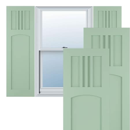 True Fit PVC San Miguel Mission Style Fixed Mount Shutters, Seaglass, 15W X 68H